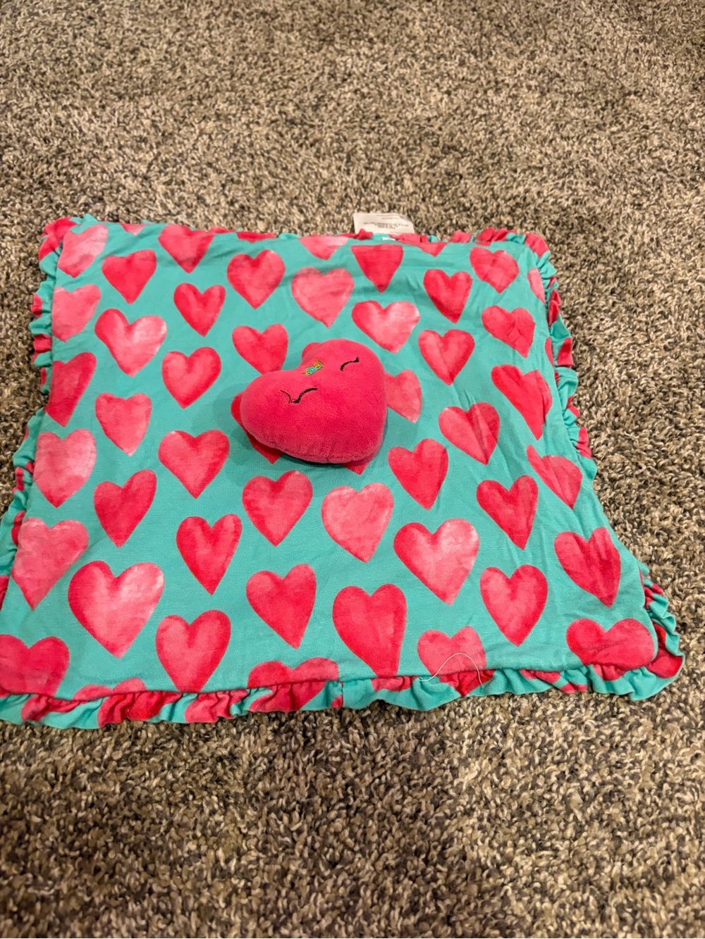 Posh Peanut Queen of Hearts Teal Lovey with Pink/Red Hearts